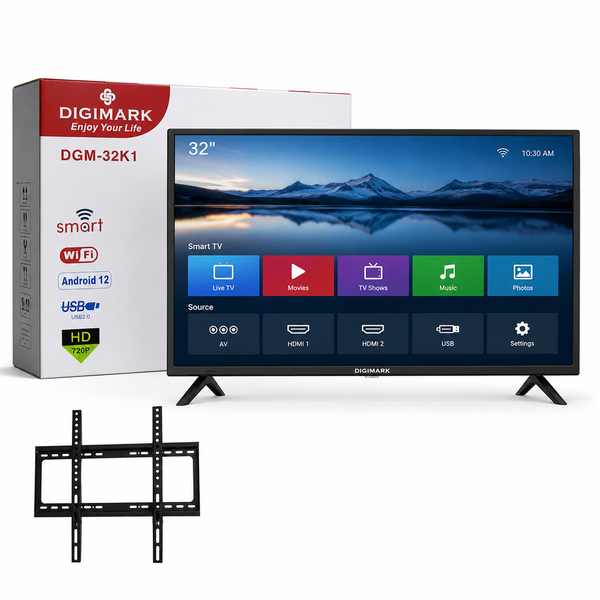 32 Inch Smart TV, Android 12 Wi-Fi HD, HDMI USB Wall Mount