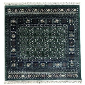 Turkish Green/Beige Bokhara Design Square 160 L x 160 W cm Rug
