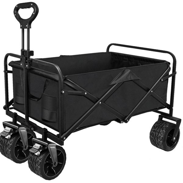 Chenshia Folding Camping Wagon | 90×47cm Double Brake Cart with 10cm Wheels