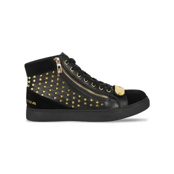 Rossimoda - Alta Hi Pelliccia Black/Gold Zip Up Ankle Boots