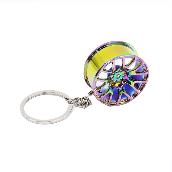 Alloy Wheel Design Keyring &amp; Key Holder - Anodized Finish