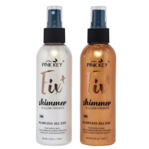Set of 2 -180ml Shimmer and Glow Hydrate Setting Spray - 24H Pearl and Bronze