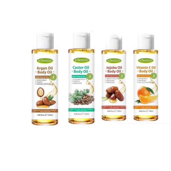 Kormesic Argan Oil, Castor Oil, Jojoba Oil &amp; Vitamin C Oil- 120 ml x 4