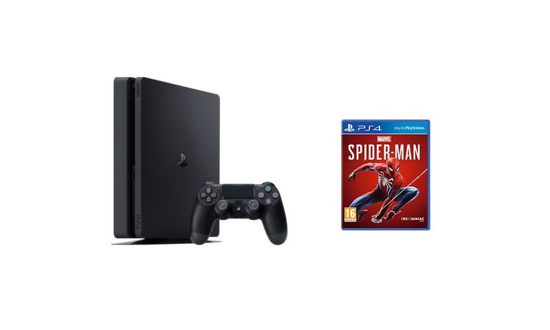 Sony PS4 Slim Gaming Console 500GB Black + Spider Man Game