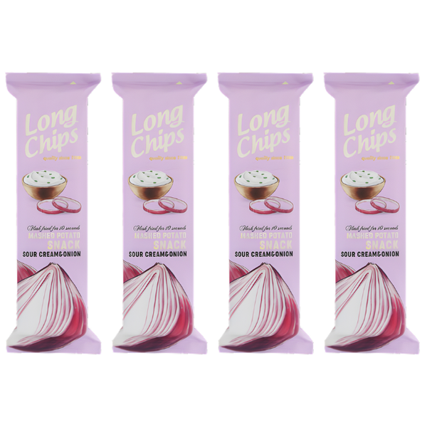Long Chips Mashed Potato Snack - Sour Cream &amp; Onion Flavour 75g (Pack of 4)