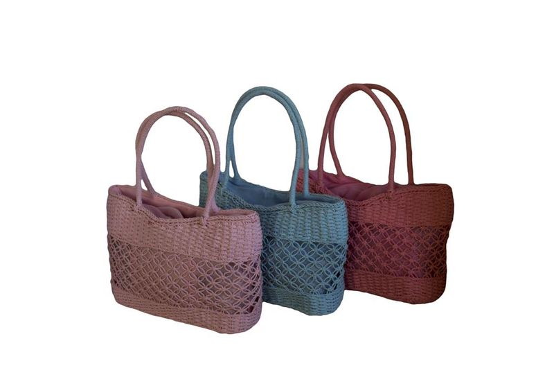 Fino MLBO1-271 3 Piece Value/Party Pack Straw Beach Bag/Shopping Bag