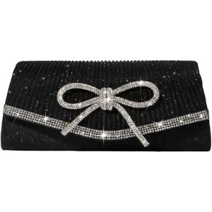 QYNIAL Bow Evening Bag - Sparkly Rhinestone Clutch for Women