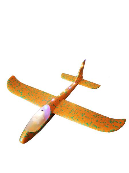 Glider Throw Foam Airplane Large Throwing Foam Plane with Lights - Orange