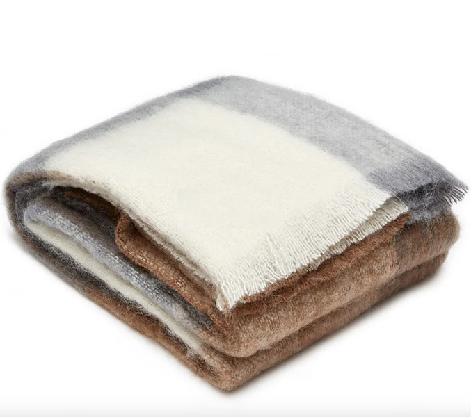 Luxurious Ingubo Mohair Wool Blanket Throw 180x130cm - Coffee House