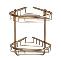 Trendy Taps Premium Quality 2 Tier Wall Mounted Brass Corner Basket Shelf