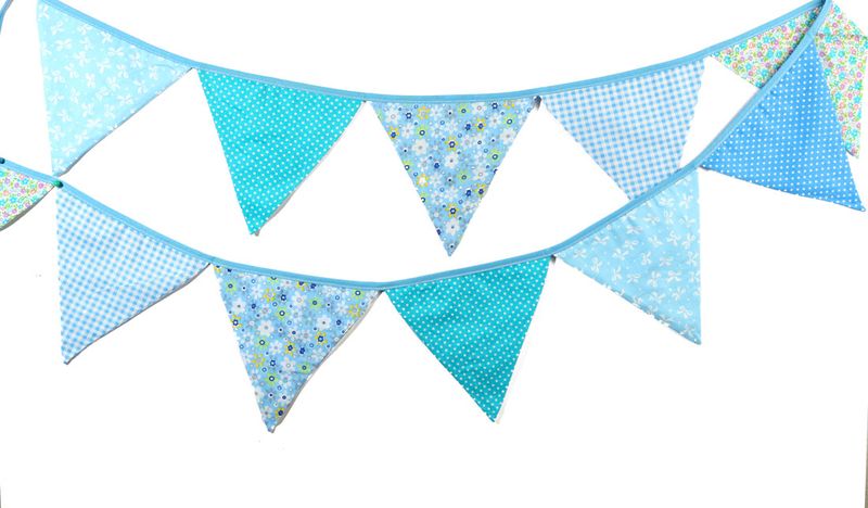 Colourful Cotton Flag Bunting - Blues Mix