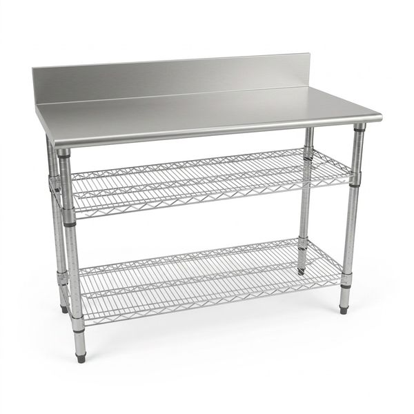 Stainless Steel 2-Tier Work Table with Splashback - 1300 x 690 x 870mm