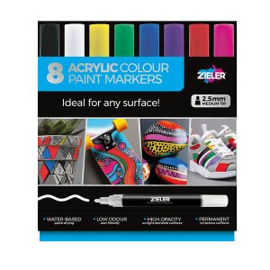 Zieler Acrylic Paint Markers 8pc Bright