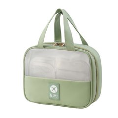 Travel Makeup Bag with Brush Holder, PU Leather Toiletry Organizer