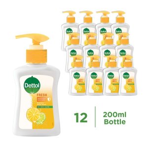 Dettol 12x200ml, Liquid Hand Wash, Liquid Soap, Fresh