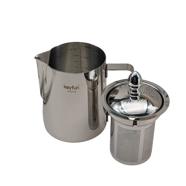 Stainless Steel Milk Frother Pitcher with Tea Drain