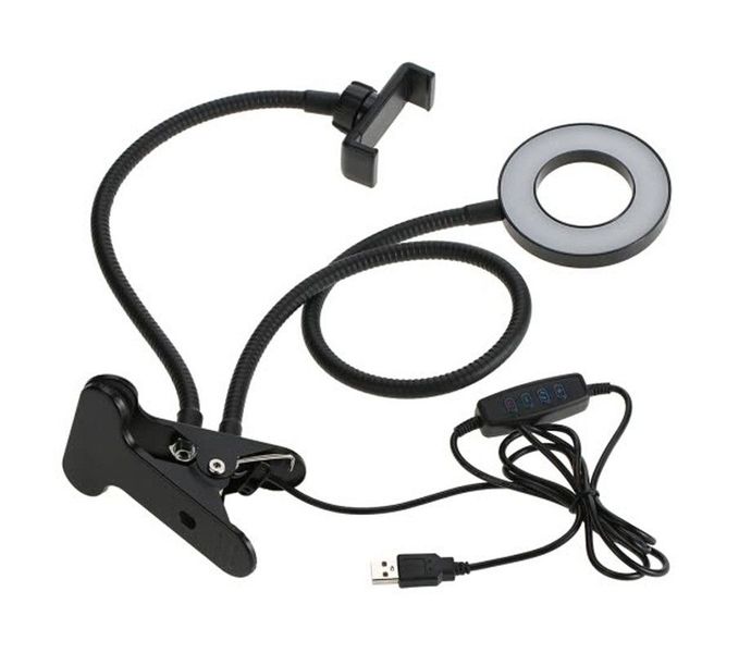 LED Ring Light 9cm - 3 Brightness Modes USB Powered Flexible Gooseneck