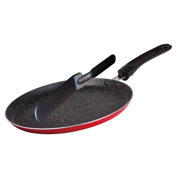 Blaumann 24cm Non-Stick Marble Coating Pancake Pan with Turner - Red