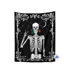 Skull and Rose Wall Tapestry Black Fantasy Tapestry Home Decor Tapestry