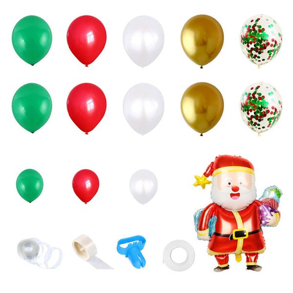 115PCS Christmas Balloon Set Balloon Chain Garland Santa Balloon Set