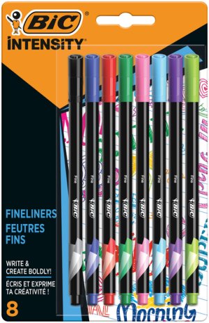 BIC Intensity Fineliner Felt Tip Pens, Pack of 8 - 0.8mm Fine Tip