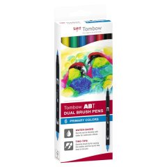 Tombow ABT Dual Brush Pen 6pc Set, Primary Colours