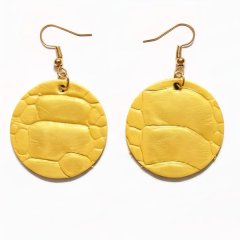 Ostrich Shin Leather Earrings - Gold - Ostravelle Line