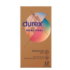 Durex 12s, Latex-Free, Lubricated Condoms, Real Feel