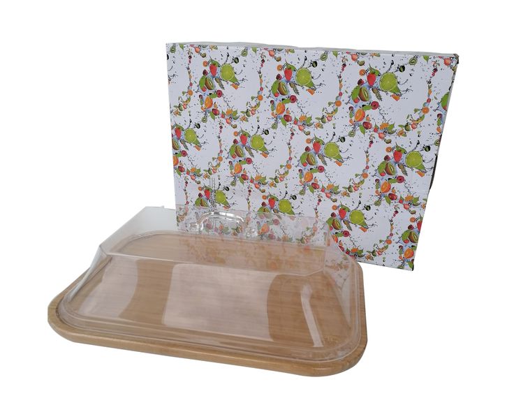 Cottonbox Rectangular Cake Tray With Wooden Base