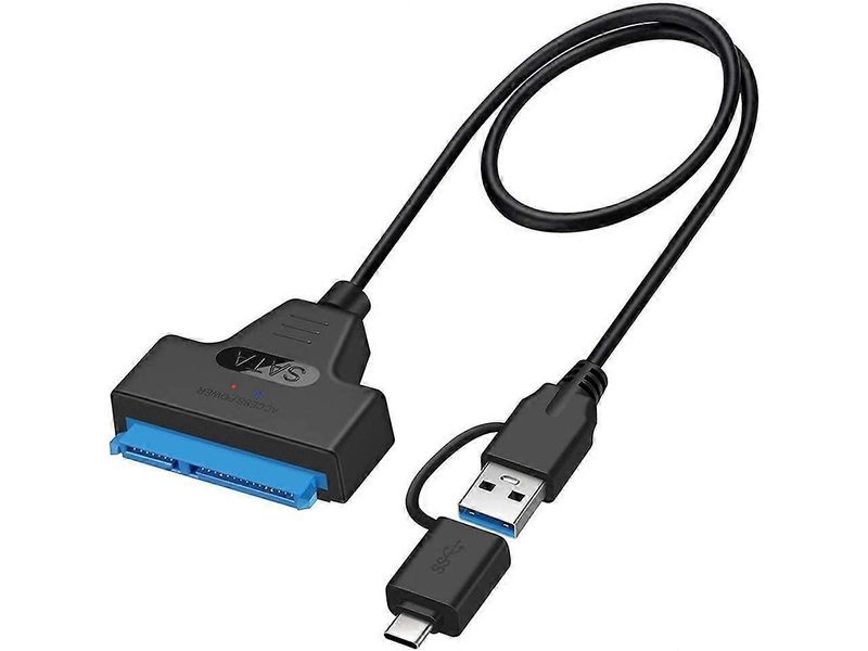 SATA to USB Cable, 2-in-1 USB 3.0 Type-C to SATA Adapter for 2.5 Inch SSD