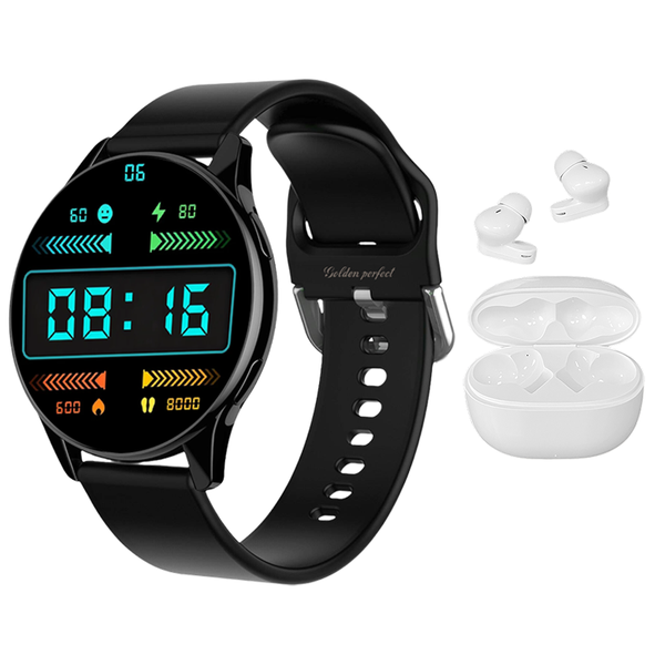 Golden Perfect Men's Fitness Gym Smartwatch &amp; Earphones | Health Monitoring