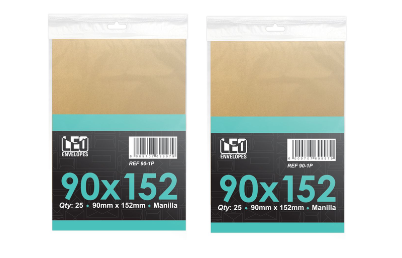 LEO 90 x 152 Manilla Gummed Envelopes - Pack Of 50 Envelopes
