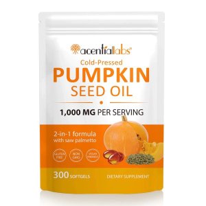 Acentiallabs Cold-Pressed Pumpkin Seed Oil with Saw Palmetto Softgels