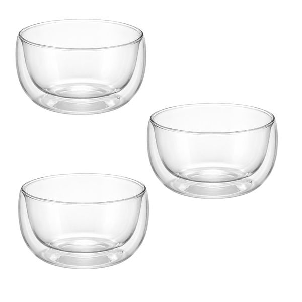 3 Pack - Borosilicate Glass Snack Bowl - Transparent