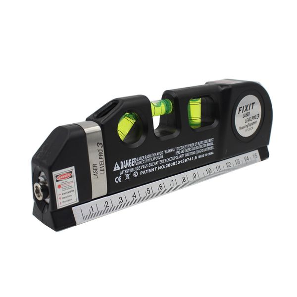 Laser Level Pro 3 Multipurpose 2.5m Measurement Hand Tool - Black