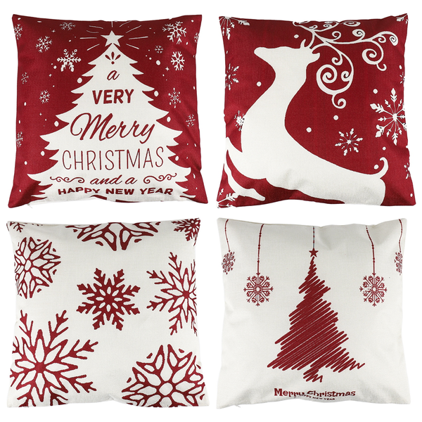 Christmas Pillow Covers 18X18 Set of 4, Throw Cushion Case for Home