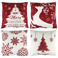 Christmas Pillow Covers 18X18 Set of 4,Farmhouse Christmas Decor for Home,X