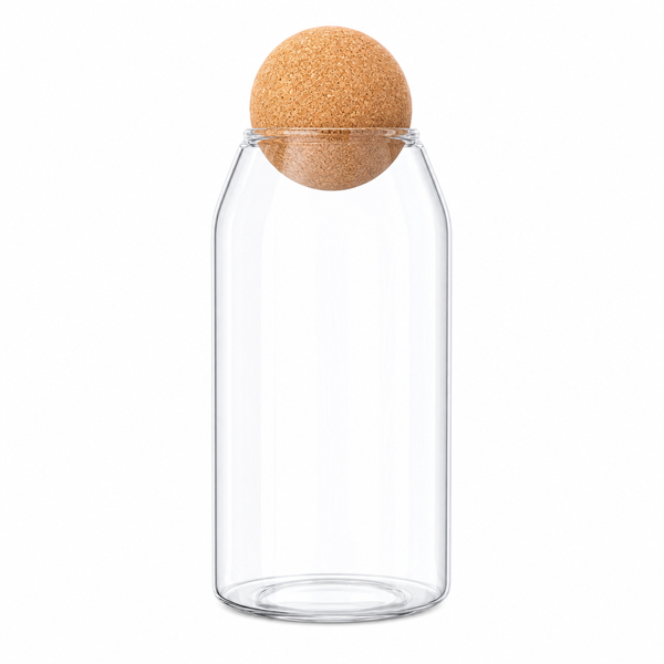 O'lala Classic Glass Storage Jar with Round Cork Lid - Pantry Container