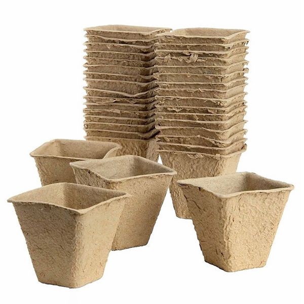 Garden Decomposable Biodegradable Seedling Germination Starter Pots 50 Set