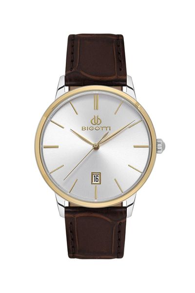 Bigotti Men Gold-Brown Leather Formal BG1106264