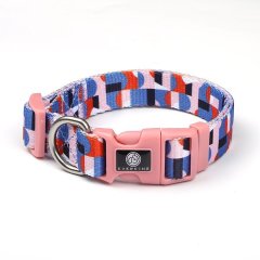 Pink Cat Collar with Fun Geometric Design