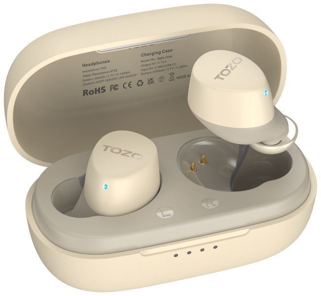 TOZO Agile Dots TWS Wireless Earphones with TOZO APP Control - Khaki