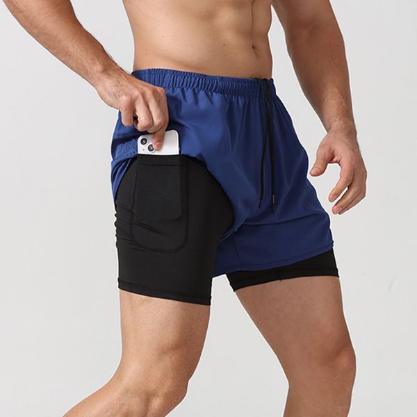 2 in 1 Breathable Quick Drying Men's Sports Shorts Summer Double Lining