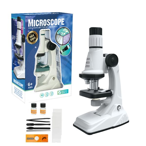 Microscope for Kids Beginner 200x-1200x Science Kit with Accessories