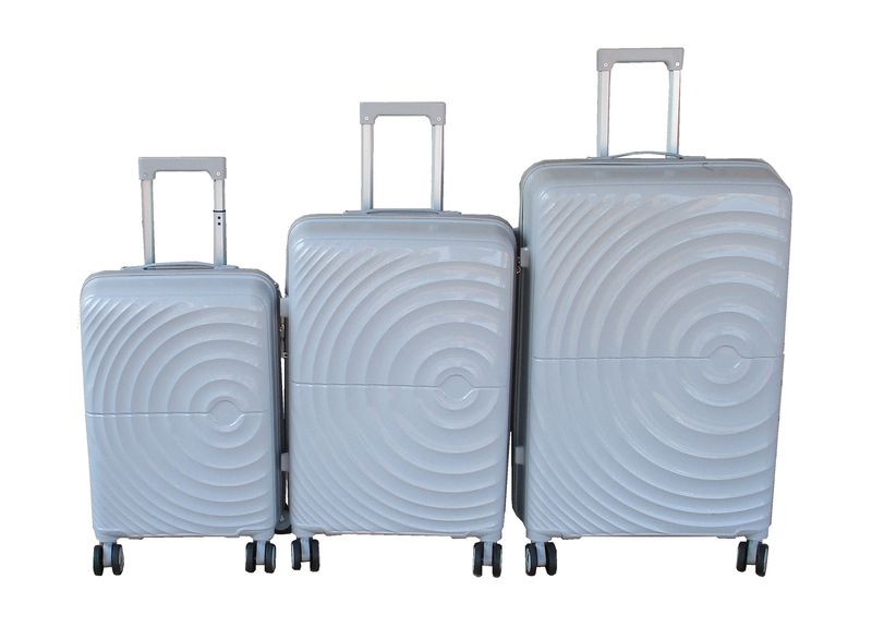 Unbreakable Silver 3-Piece PP Luggage Set with Spinner Wheels &amp; Lock System