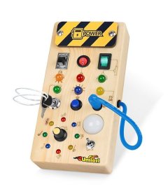 Wooden Busy Board With 8 LED Switches &amp; 15 Lights