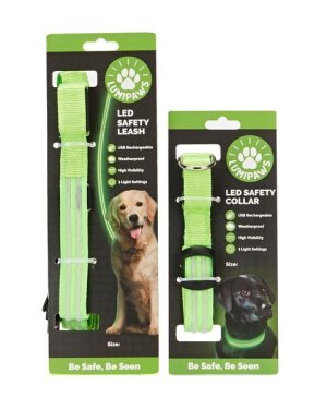 Dog Collar and Dog Leash - Green Large