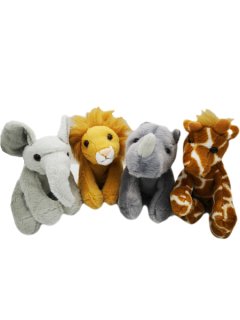 Plush 12cm Set of 4 - Elephant, Lion, Rhino &amp; Giraffe