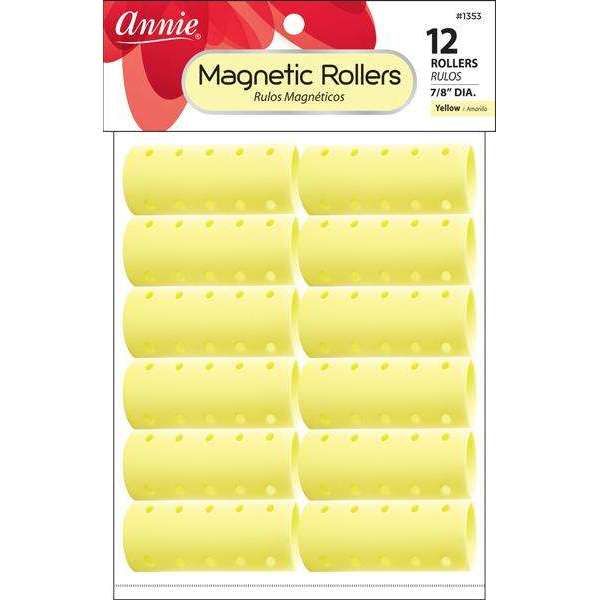 Annie Magnetic Rollers 7/8In 12Ct Yellow- 4 Pack