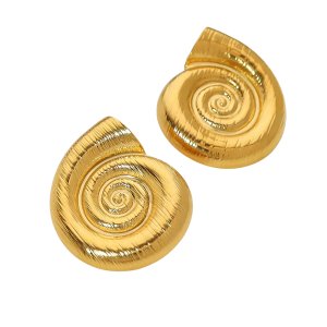 Spiral Vintage Chunky Stud Earrings 18K Gold Plated Stainless Steel
